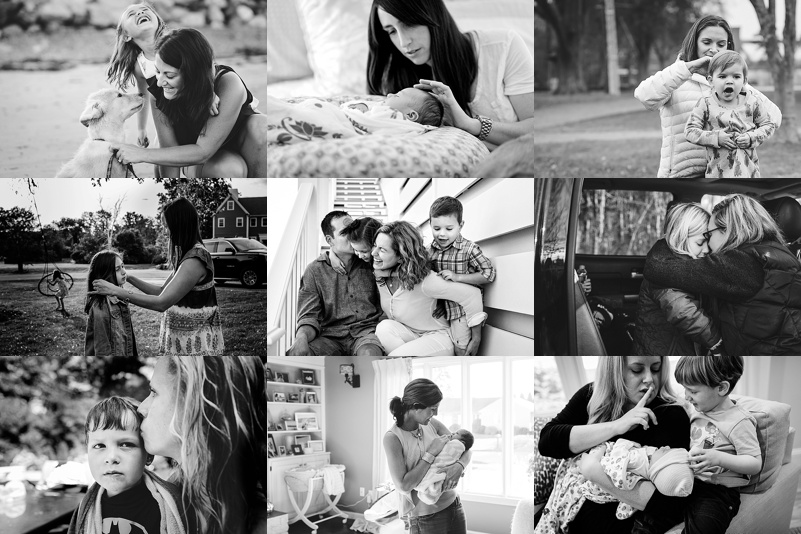 collage of black and white photos of mothers with their children
